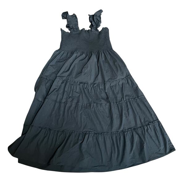 Hill House Black Ellie Nap Dress Size XL Sleeveless Ruffle Tiered Midi - Picture 10 of 11